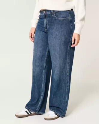 Curvy Baggy-Jeans mit mittlerer Leibhöhe und dunkler Waschung