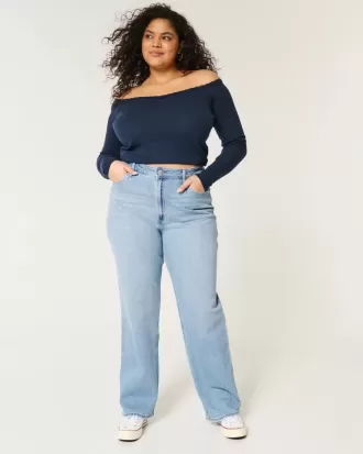 Curvy Dad-Jeans mit ultrahohem Bund und mittlerer Waschung