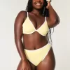 Curvy High-Leg High-Waist Gerippte Cheeky-Bikinihose