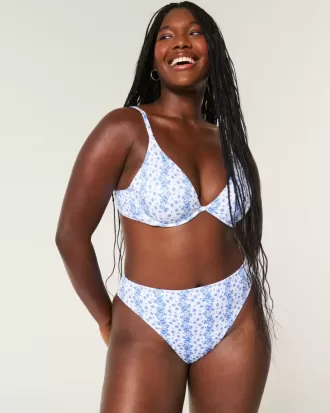 Curvy High-Leg High-Waist Gerippte Cheeky-Bikinihose