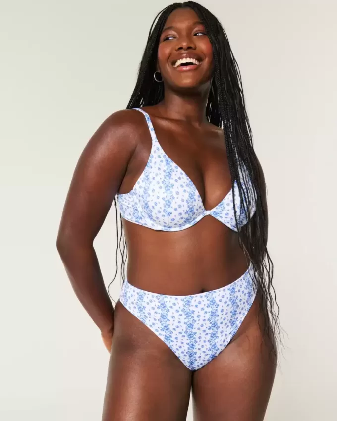 Curvy High-Leg High-Waist Gerippte Cheeky-Bikinihose