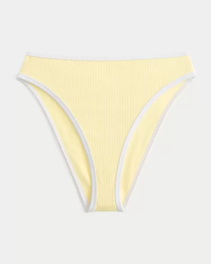 Curvy High-Leg High-Waist Gerippte Cheeky-Bikinihose