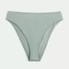 Curvy High-Leg High-Waist Gerippte Cheeky-Bikinihose