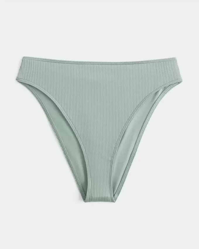Curvy High-Leg High-Waist Gerippte Cheeky-Bikinihose