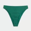 Curvy High-Leg High-Waist Gerippte Cheeky-Bikinihose