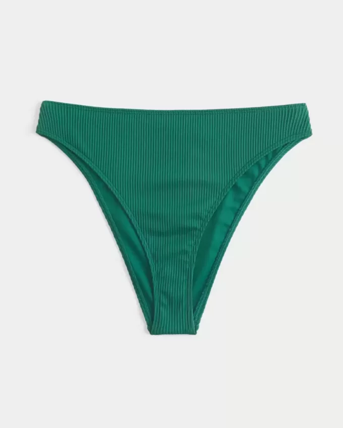 Curvy High-Leg High-Waist Gerippte Cheeky-Bikinihose