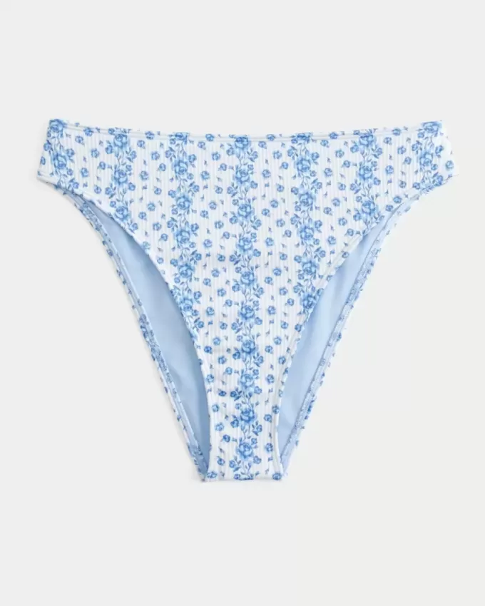 Curvy High-Leg High-Waist Gerippte Cheeky-Bikinihose