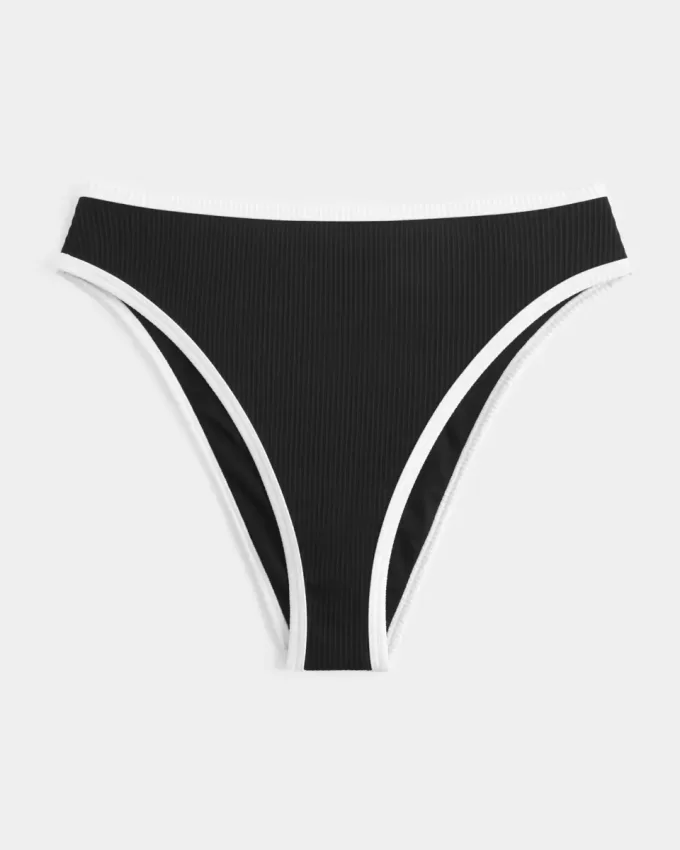 Curvy High-Leg High-Waist Gerippte Cheeky-Bikinihose