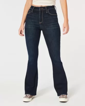 Curvy High-Rise Flare Jeans in dunkler Waschung