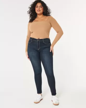 Curvy High-Rise Jeans-Leggings in dunkler Waschung