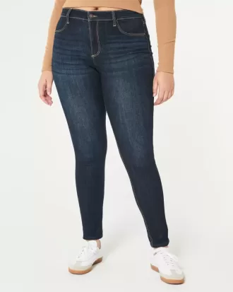 Curvy High-Rise Jeans-Leggings in dunkler Waschung