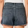 Curvy High-Rise Relaxed Denim Shorts in dunkler Waschung, 5″