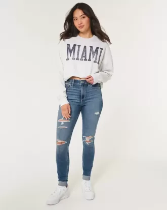 Curvy High-Rise Ripped Super Skinny Jeans in mittlerer Waschung