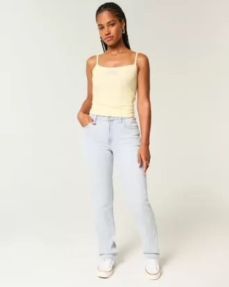 Curvy High-Rise Straight Jeans in heller Waschung