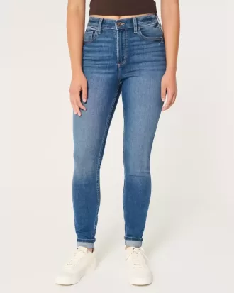 Curvy High-Rise Super Skinny Jeans in dunkler Waschung