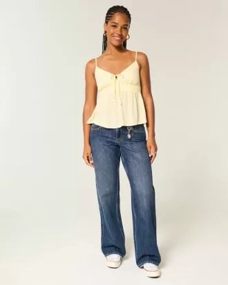 Curvy Low-Rise Baggy-Jeans in dunkler Waschung