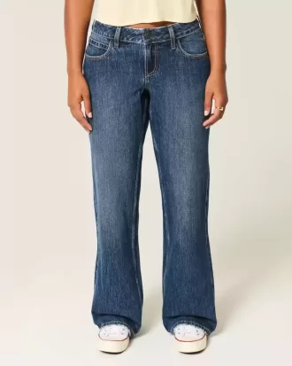 Curvy Low-Rise Baggy-Jeans in dunkler Waschung