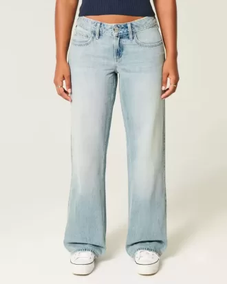 Curvy Low-Rise Baggy-Jeans in heller Waschung