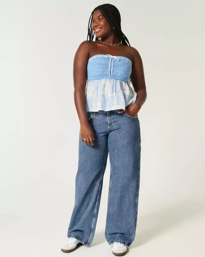 Curvy Low Rise Baggy-Jeans in mittlerer Waschung Curvy Low Rise Baggy-Jeans in mittlerer Waschung