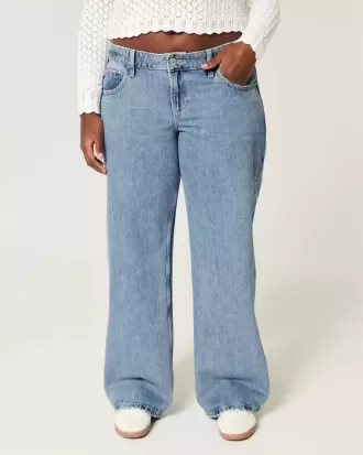 Curvy Low Rise Baggy-Jeans in mittlerer Waschung