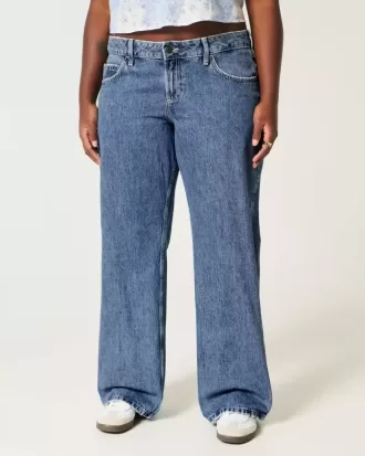 Curvy Low Rise Baggy-Jeans in mittlerer Waschung