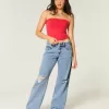 Curvy Low-Rise-Rip-Baggy-Jeans in mittlerer Waschung Curvy Low-Rise-Rip-Baggy-Jeans in mittlerer Waschung