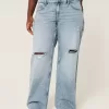Curvy Low-Rise-Rip-Baggy-Jeans in mittlerer Waschung Curvy Low-Rise-Rip-Baggy-Jeans in mittlerer Waschung