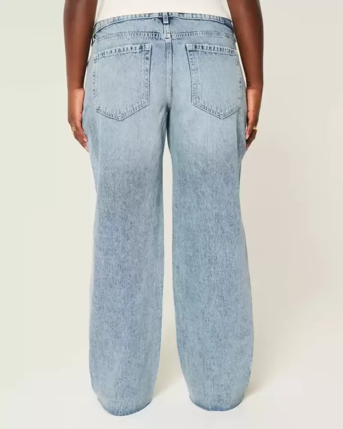 Curvy Low-Rise-Rip-Baggy-Jeans in mittlerer Waschung Curvy Low-Rise-Rip-Baggy-Jeans in mittlerer Waschung