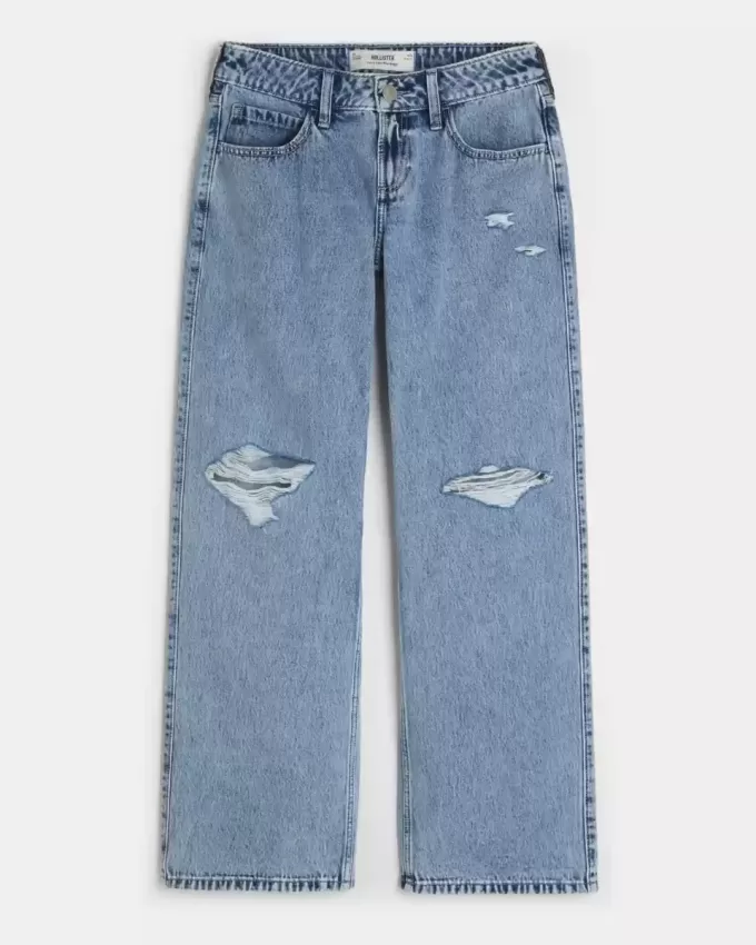 Curvy Low-Rise-Rip-Baggy-Jeans in mittlerer Waschung Curvy Low-Rise-Rip-Baggy-Jeans in mittlerer Waschung