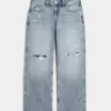 Curvy Low-Rise-Rip-Baggy-Jeans in mittlerer Waschung Curvy Low-Rise-Rip-Baggy-Jeans in mittlerer Waschung