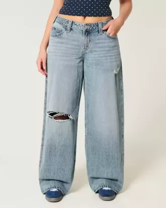 Curvy Low-Rise Ripped Super Baggy Jeans in mittlerer Waschung