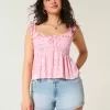 Curvy Low-Rise-Shortie-Shorts aus Denim mit heller Waschung und Blumenstickerei Curvy Low-Rise-Shortie-Shorts aus Denim mit heller Waschung und Blumenstickerei