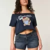 Curvy Low-Rise-Shortie-Shorts aus dunkel gewaschenem Denim Curvy Low-Rise-Shortie-Shorts aus dunkel gewaschenem Denim