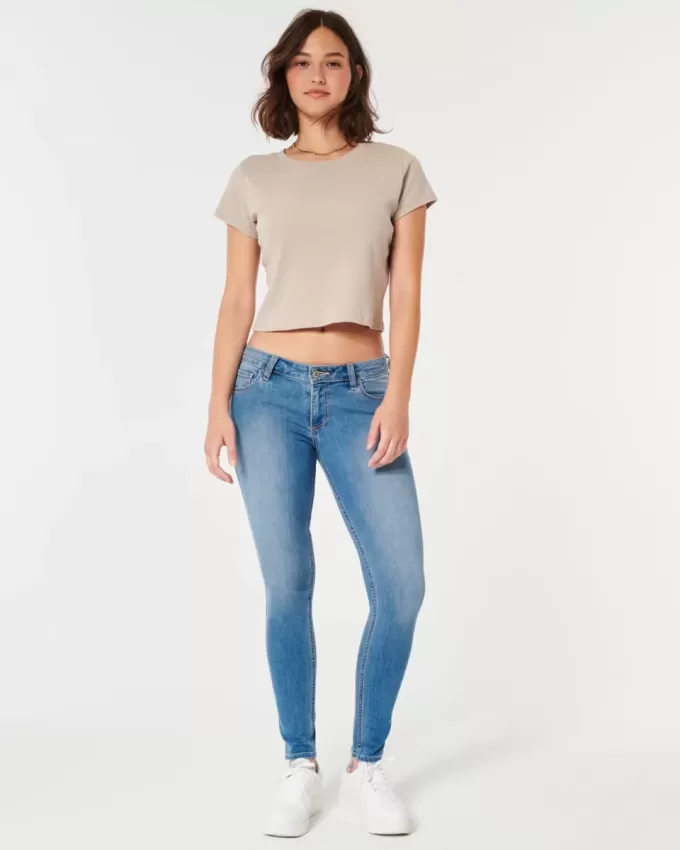 Curvy Low Rise Super Skinny Jeans mit mittlerer Waschung Curvy Low Rise Super Skinny Jeans mit mittlerer Waschung