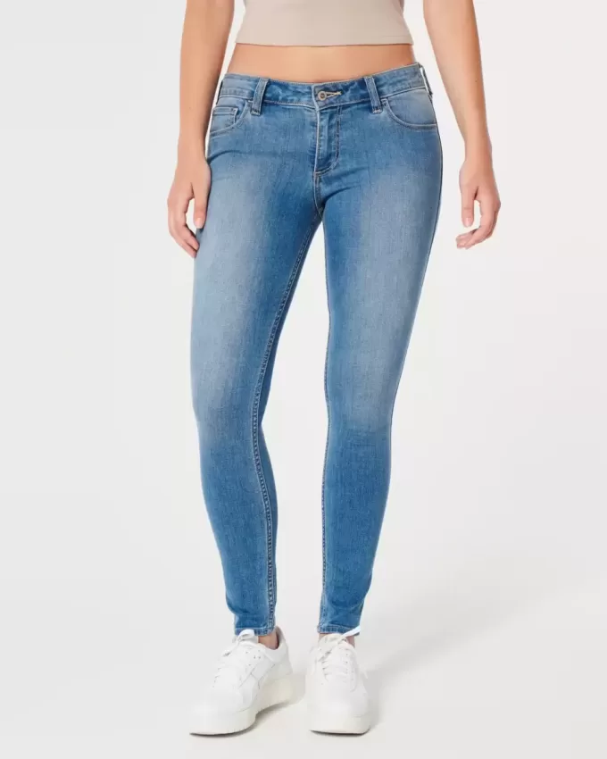 Curvy Low Rise Super Skinny Jeans mit mittlerer Waschung Curvy Low Rise Super Skinny Jeans mit mittlerer Waschung