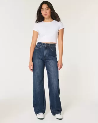 Curvy Ultra High Rise Baggy-Jeans in dunkler Waschung