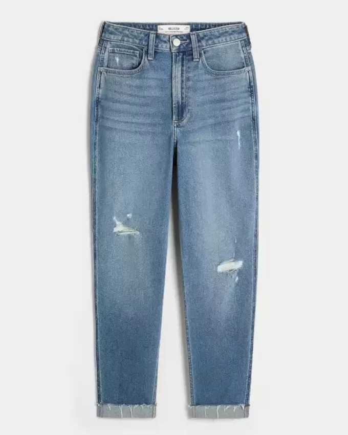 Curvy Ultra High Rise zerrissene Mom-Jeans in mittlerer Waschung