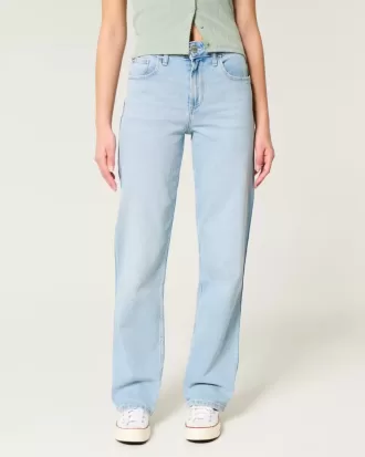 Dad-Jeans mit hohem Bund und heller Waschung