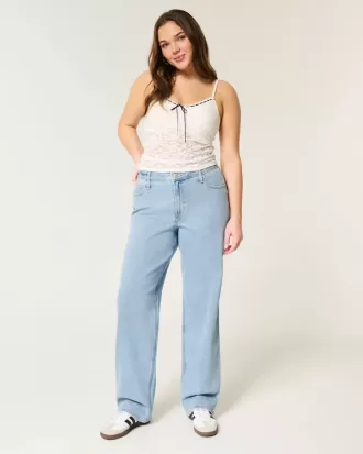 Dad-Jeans mit hohem Bund und mittlerer Waschung