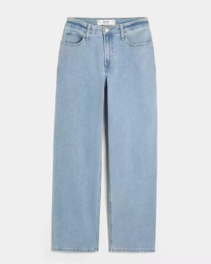 Dad-Jeans mit hohem Bund und mittlerer Waschung Dad-Jeans mit hohem Bund und mittlerer Waschung