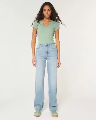 Dad-Jeans mit ultrahohem Bund und mittlerer Waschung
