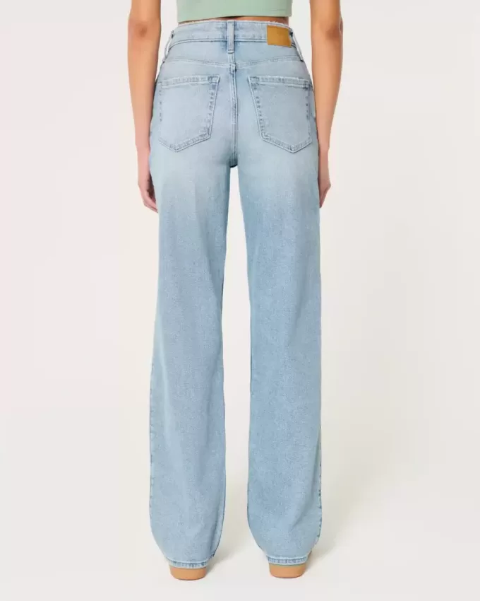 Dad-Jeans mit ultrahohem Bund und mittlerer Waschung Dad-Jeans mit ultrahohem Bund und mittlerer Waschung