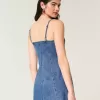 Denim-Minikleid mit Kirschgrafik