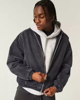 Denim-Skaterjacke mit Reißverschluss