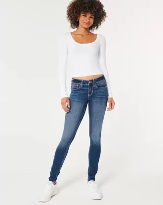 Dunkel verwaschene Low-Rise-Super-Skinny-Jeans