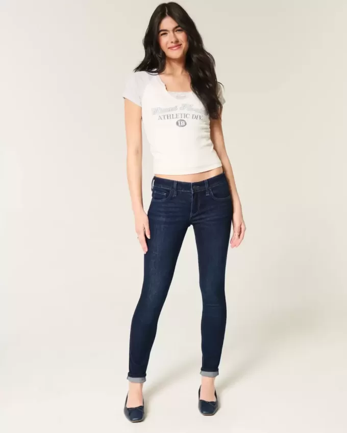 Dunkel verwaschene Low-Rise-Super-Skinny-Jeans Dunkel verwaschene Low-Rise-Super-Skinny-Jeans