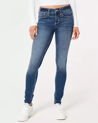 Dunkel verwaschene Low-Rise-Super-Skinny-Jeans