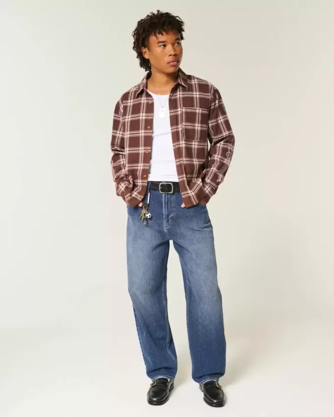 Dunkel verwaschene Skater-Baggy-Jeans Dunkel verwaschene Skater-Baggy-Jeans