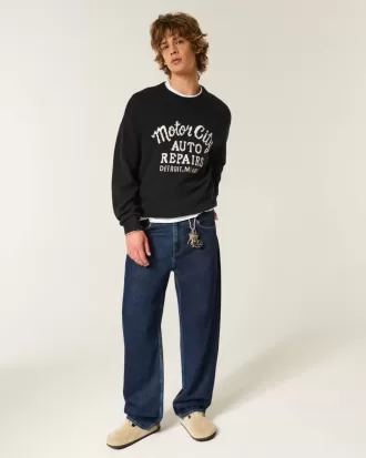 Dunkel verwaschene Skater-Baggy-Jeans