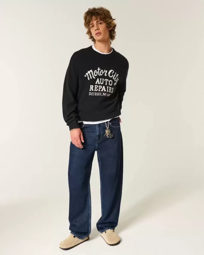 Dunkel verwaschene Skater-Baggy-Jeans